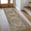 GENIMO 2'6''x10 Runner Rugs for Hallway, Machine Washable Non Slip Vintage Rugs, Low Pile Lightweight Soft Print Rug for enrtyway, Corridor, Home Office, Kitchen, Rustic Brown