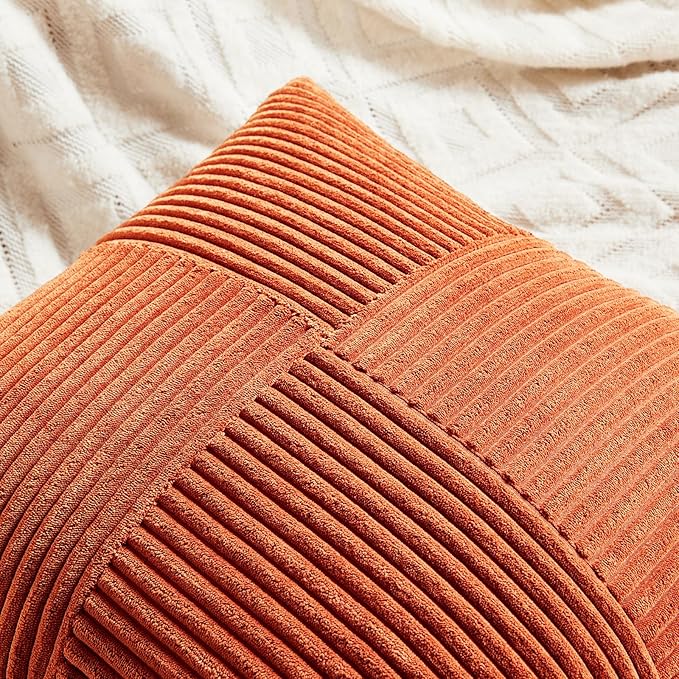 Fancy Homi Set of 2 Burnt Orange Decorative Throw Pillow Covers 26x26 Inch - Image 3
