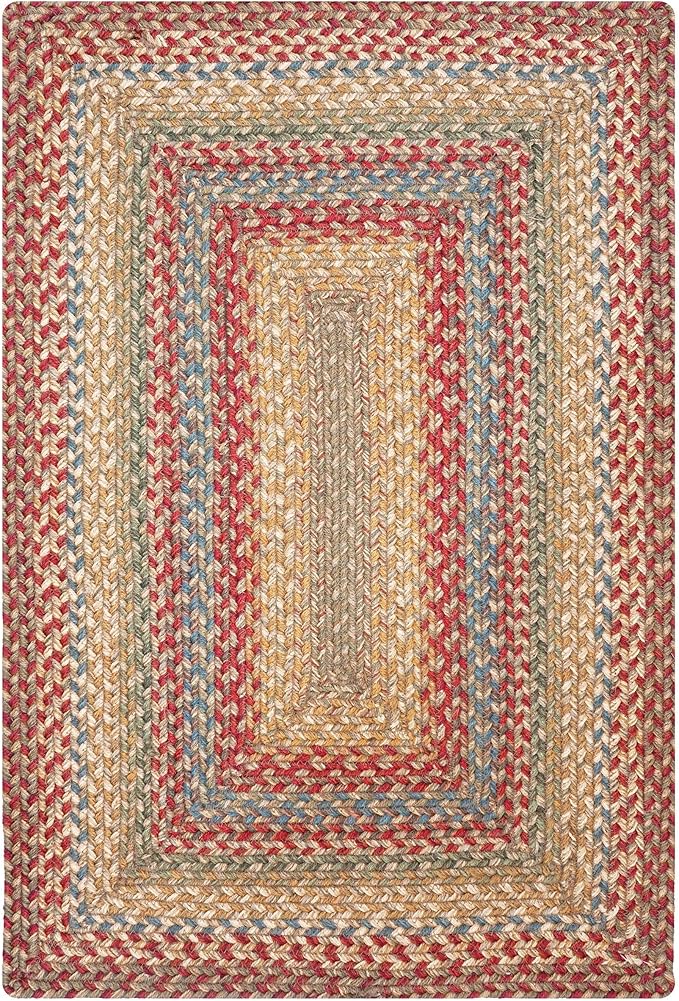 Homespice Azalea Multicolor Braided Area Rugs, Jute, 8x10' Rectangle - Perfect Country Primitive Decor for Dining Room, Bedroom, Everywhere