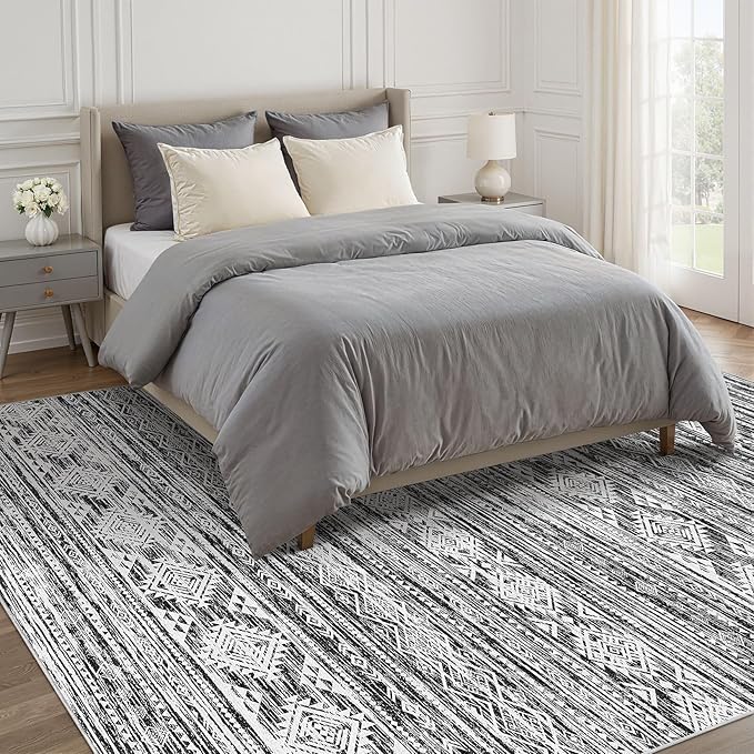 Nakagishi 9x12 Area Rugs Living Room: Washable Large Neutral Soft Rug Stain - Image 5