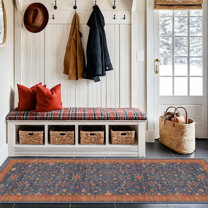 Hazo Haus Navy Blue Washable Hallway Runner Rug 2x10 Non Slip Rugs - Image 9