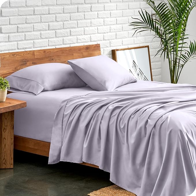 Bare Home Queen Sheet Set - 1800 Ultra-Soft Microfiber Queen Bed Sheets - Double Brushed - Deep Pockets - Easy Fit - 4 Piece Set - Bed Sheets (Queen, Light Lavender)