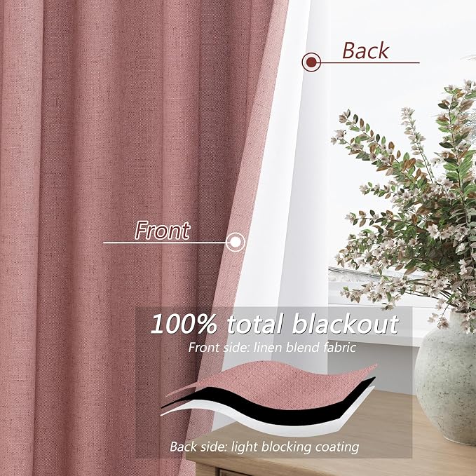 Guken 100% Blackout Curtains 90 Inch Length 2 Panels Set - Image 4