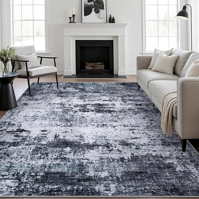 8x10 Area Rug Living Room Rug: Washable Modern Abstract Soft Thin Rug Indoor by FXRHLP