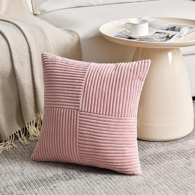 Fancy Homi 2 Packs Blush Pink Decorative Throw Pillow Covers 16x16 Inch - Image 2