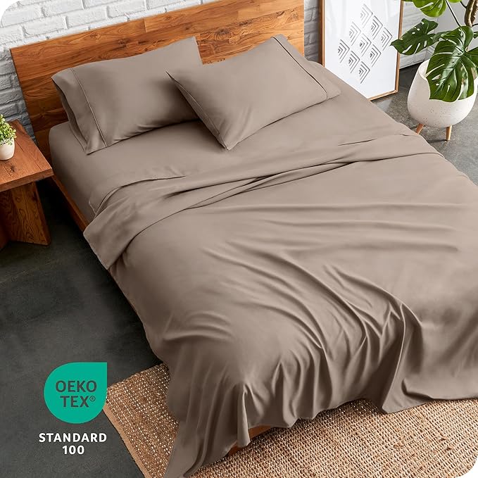 Bare Home Full Sheet Set - Luxury 1800 Ultra-Soft Microfiber Full Bed Sheets - Double Brushed - Deep Pockets - Easy Fit - 4 Piece Set - Bedding Sheets & Pillowcases (Full, Taupe)