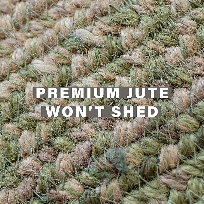 Homespice Grassland Green Oval Rugs 6x9' – Rustic Jute Oval Area Rugs for Bedroom and Living Room for Country Decor