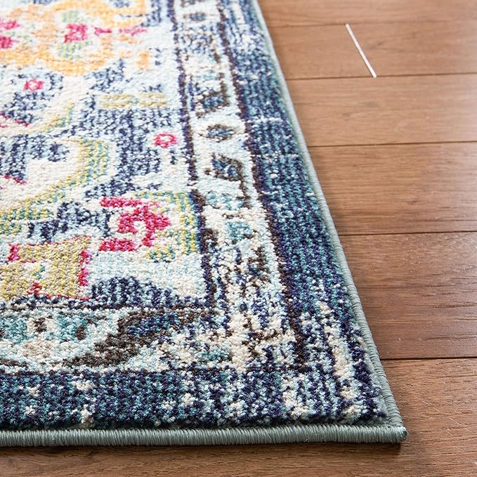 SAFAVIEH Monaco Collection Runner Rug - 2'2" x 6', Navy & Light Blue, Boho Chic Medallion Distressed Design, Non-Shedding & Easy Care, Ideal for High Traffic Areas in Living Room, Bedroom (MNC243N)