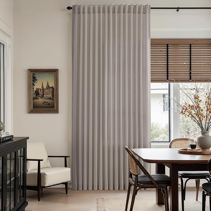 Nanspring Stone Grey Linen Curtains 96 Inches Long - Image 6