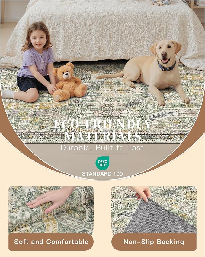 Madane Runner Rug 2x8, Washable Hallway Runner Rugs, Non-Slip Low-Pile Soft - Image 5
