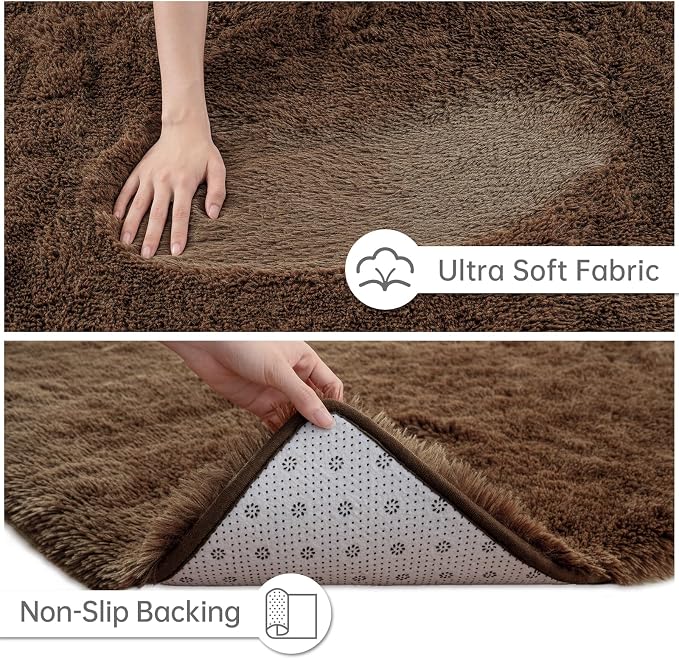 Goideal Fluffy Rug for Bedroom Living Room, 5x7 Brown Area Rugs, Faux Fur Shag - Image 6