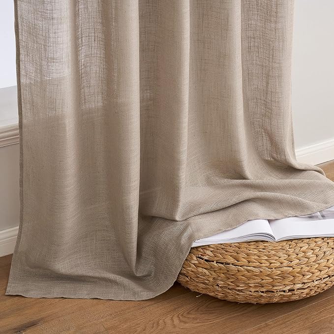 MIULEE Taupe Linen Curtains 84 Inch Length 2 Panels - Image 7