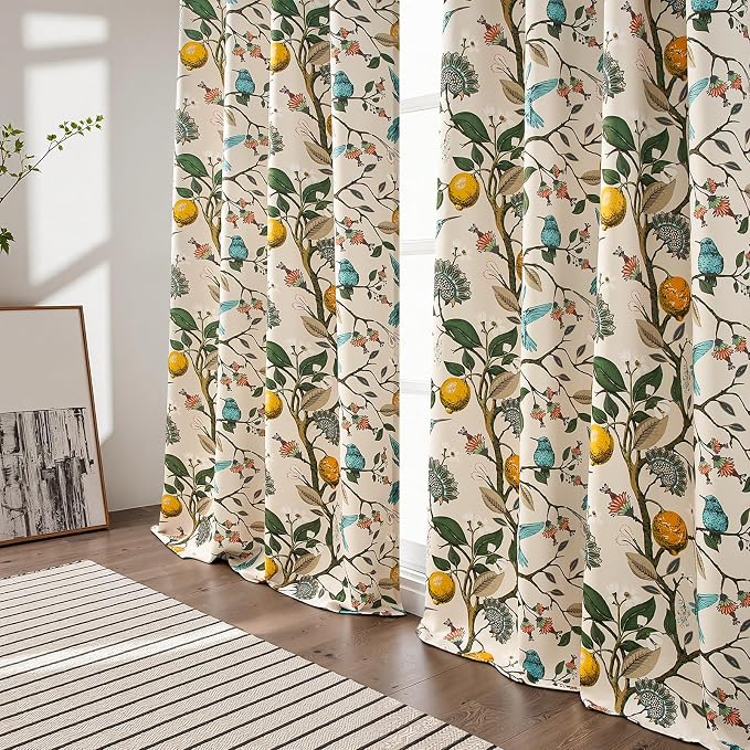 Topfinel Beige Vintage Floral Curtains 84 Inch Long Luxury Whimsical Euro - Image 8