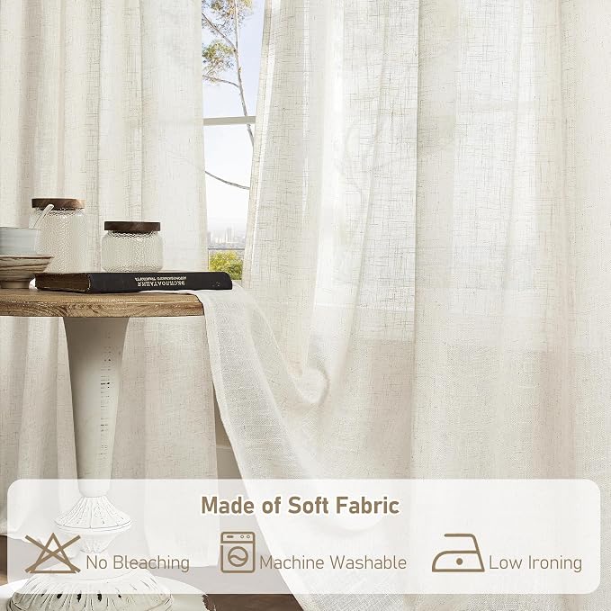 LAMIT Linen Sheer Curtains 72 Inches Long - Image 8