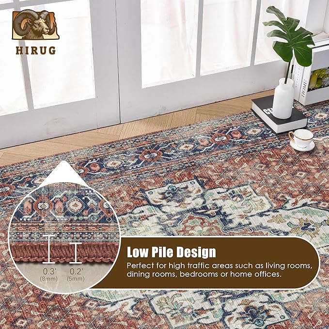 Washable Area Rug 5' x 7' Vintage Traditional Persian Mat - Image 5