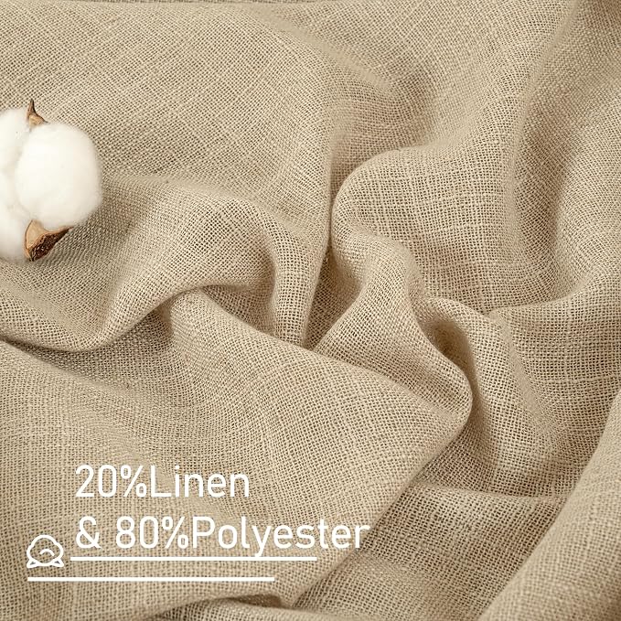 LAMIT Kitchen Linen Curtains 40 Inch Length, Soft Thick Light Filtering Bronze - Image 2
