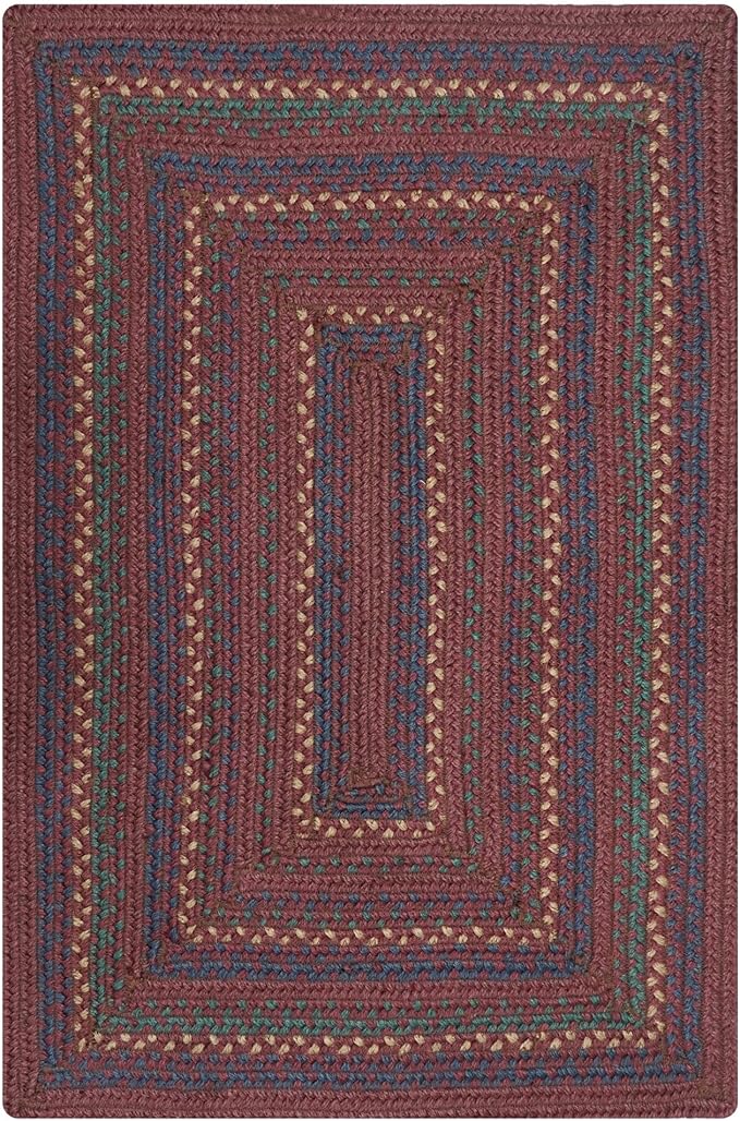Jamestown Burgundy Braided Area Rugs, Jute, 5x8' Rectangle - Rustic Primitive Decor for Dining Room, Bedroom, Everywhere