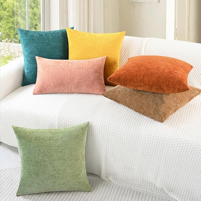 CaliTime Throw Pillow Covers Decorative 16 X 26 Inches Pack of 2 Cozy Chenille - Image 2