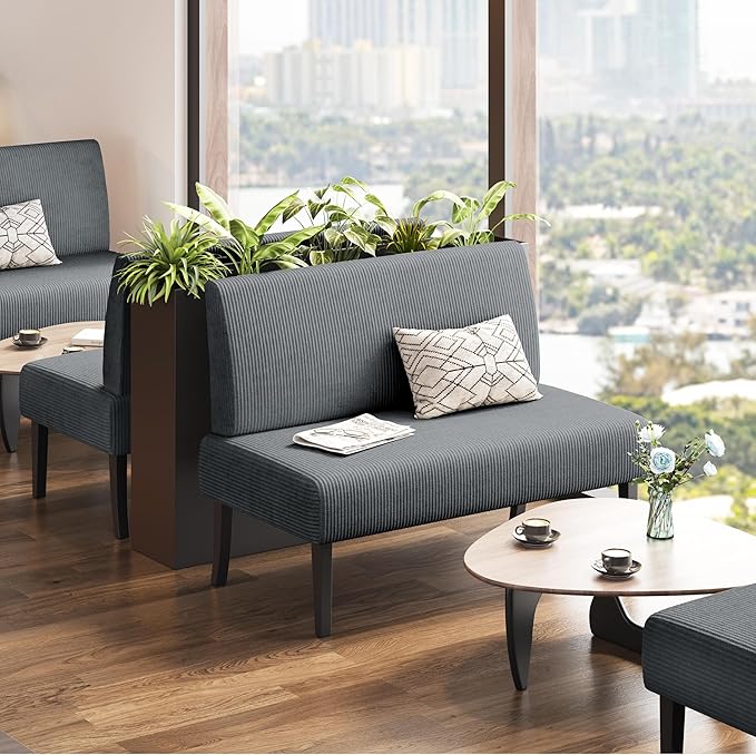 Yaheetech Small Mini Sofa Couch Armless Loveseat Futon for Bedroom, Corduroy Fabric & Easy Assembly, for Small Spaces Living Room,Dorm,Office,Apartment, Dark Grey