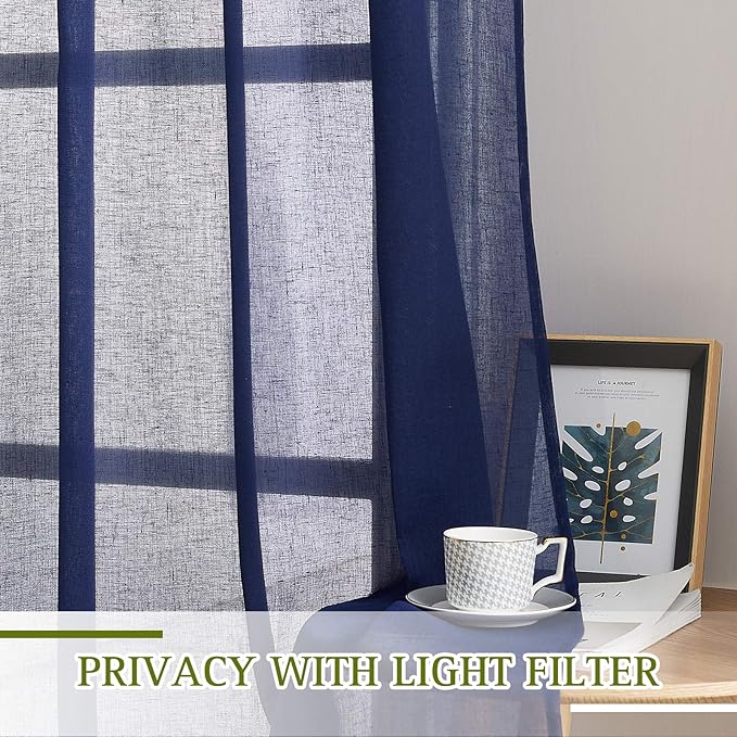 NICETOWN Linen Textured Sheer Curtains 96 inch Long - Image 5