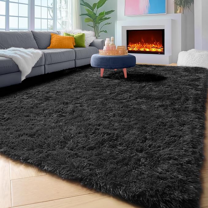 ONASAR Black 6x9 Area Rugs for Living Room Bedroom, Large Fluffy Soft Plush - Image 5