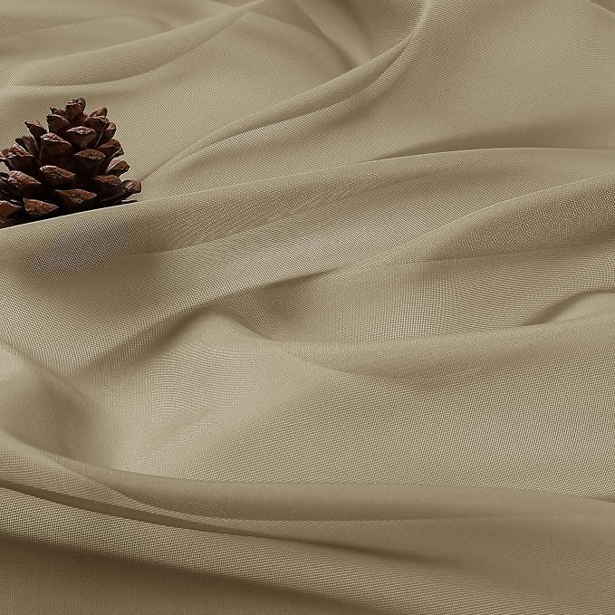 OWENIE Taupe Sheer Curtains 72 Inches Long 2 Panels Set, Transparent Voile - Image 8