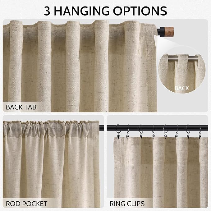 Nanspring Taupe Burlywood Curtains 96 Inches Long - Image 2
