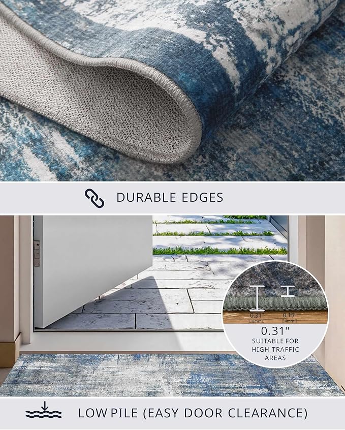 Latte&Fog 6x9 Area Rugs for Living Room Bedroom, Boho Non Slip Low Pile Carpet - Image 5