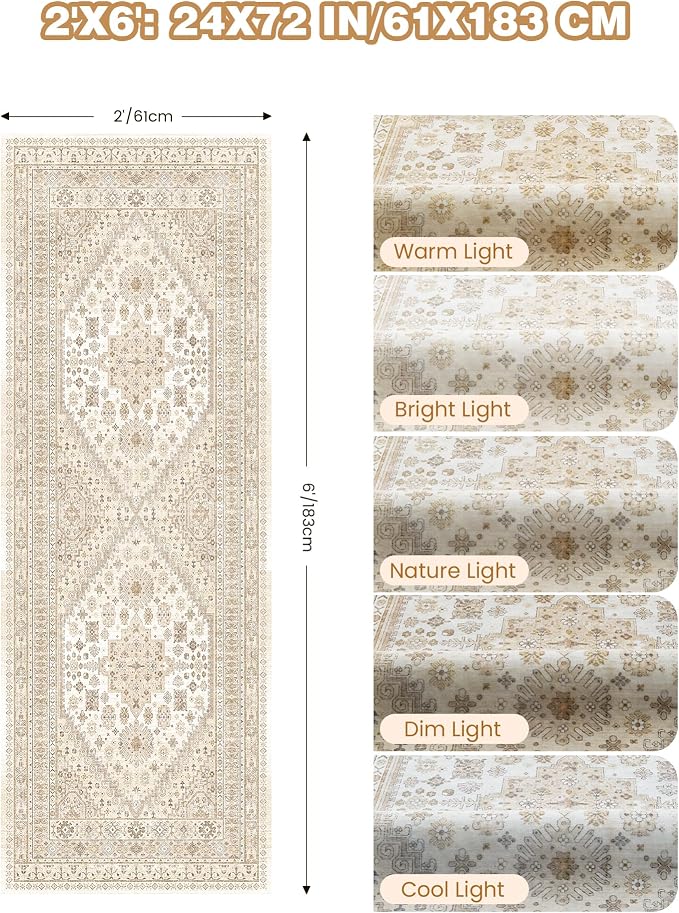 Runner Rug 2x6, Ultra-Thin Entryway Rug Non Slip Washable Rugs - Image 2