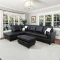 NicBex Sectional Couch 3 Pieces Sofa Set with Right Chaise Faux Leather L Shaped Cloud Couch for Living Room Furniture Sets with Storage Ottoman, Modular Sofa for Living Room & Apartment, Ink Black