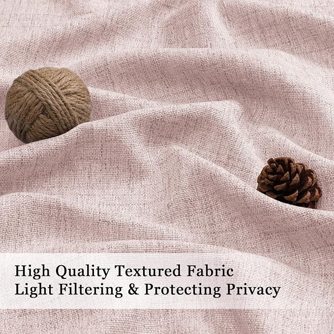 OWENIE Blush Pink Valances for Windows 1 Pcs, Light Filtering Textured - Image 2