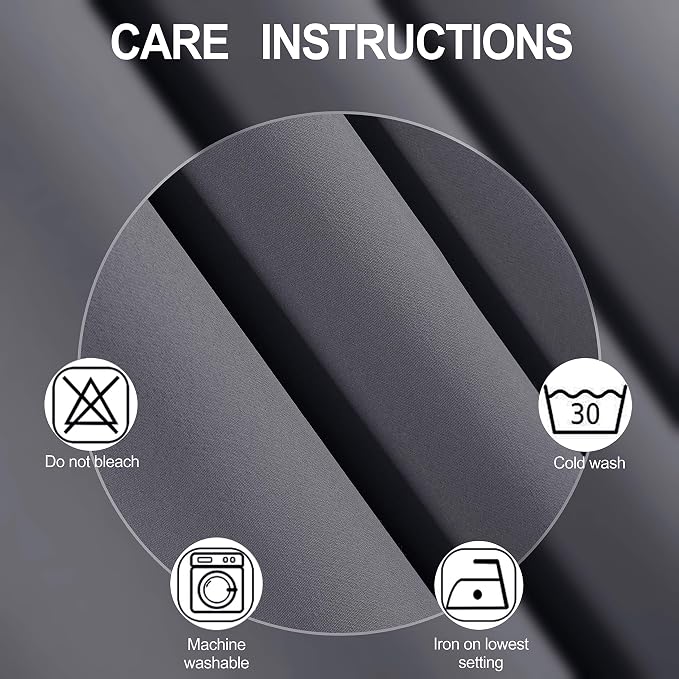 LEMOMO Grey Blackout Curtains/52 x 45 Inch/Set of 2 Panels Room Darkening Short - Image 4