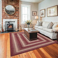 Homespice Autumn Maple Burgundy and Tan Braided Area Rugs, Jute, 5x8' Rectangle - Rustic Primitive Decor for Dining Room, Bedroom, Everywhere