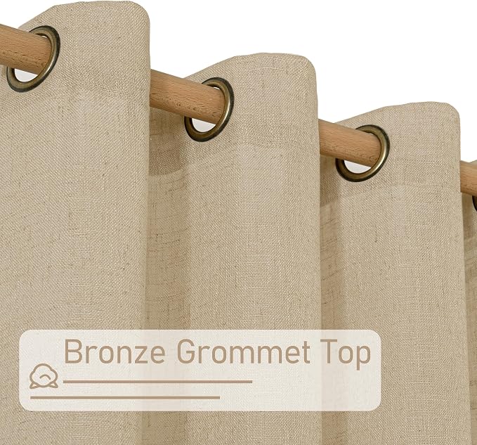 LAMIT Short Linen Curtains 45 Inch Long 2 Panels - Image 3