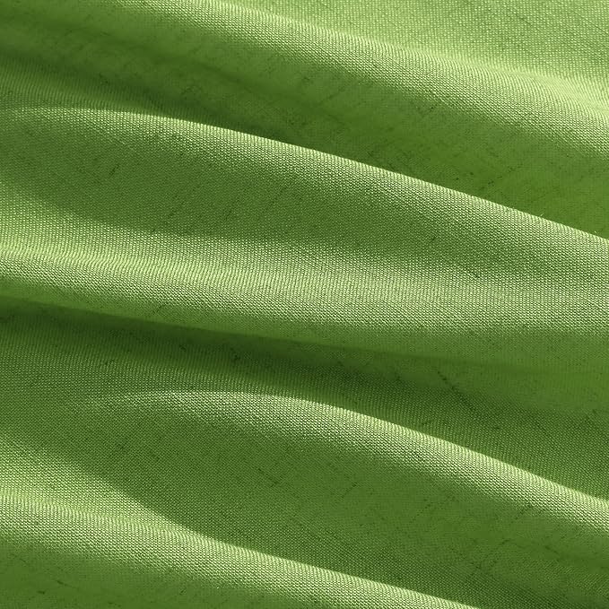 Extra Long Curtain Lime Green Morden Linen Blend Light Filtering Back Tab - Image 5