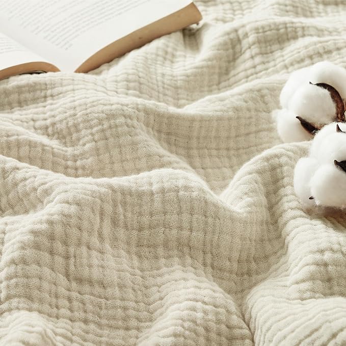 Bedsure 100% Cotton Muslin Blanket King Size by BEDSURE