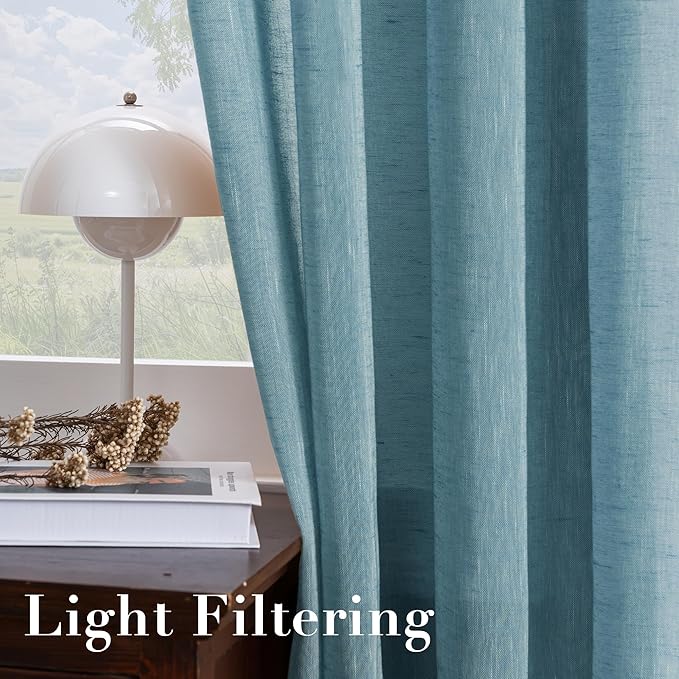 Elegant Natural Linen Curtain Panels Energy Efficient Semi - Image 5