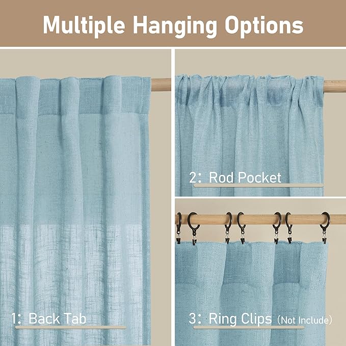 LAMIT 40 Inch Length Linen Curtains - Image 3