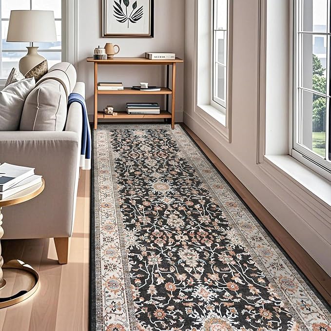 4x12 ft Wide Hallway Rug: Non-Slip Washable Vintage Long Carpet Runner - Image 2