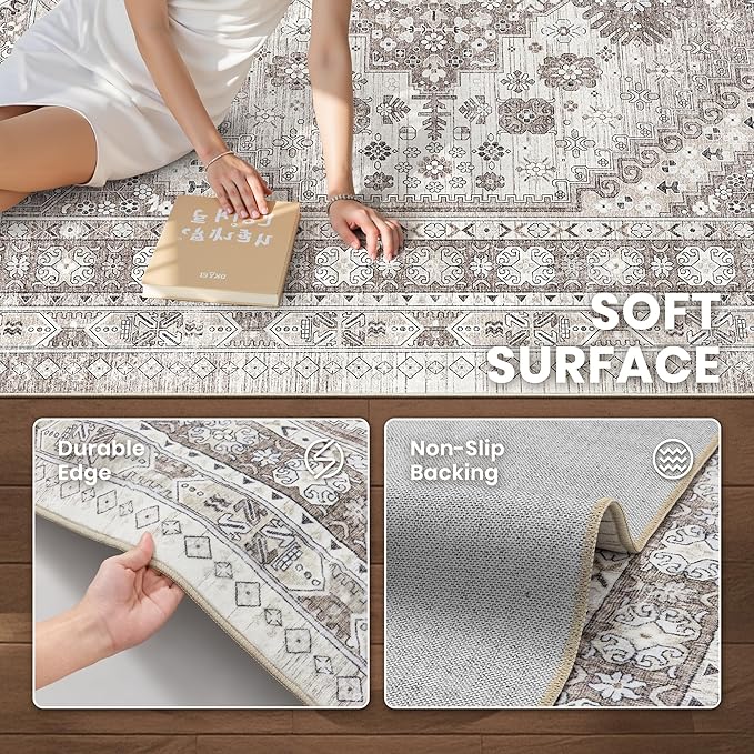 zesthome 8x12 Area Rugs, Stain Resistant Washable Rug, Ultra-Thin Rugs - Image 6