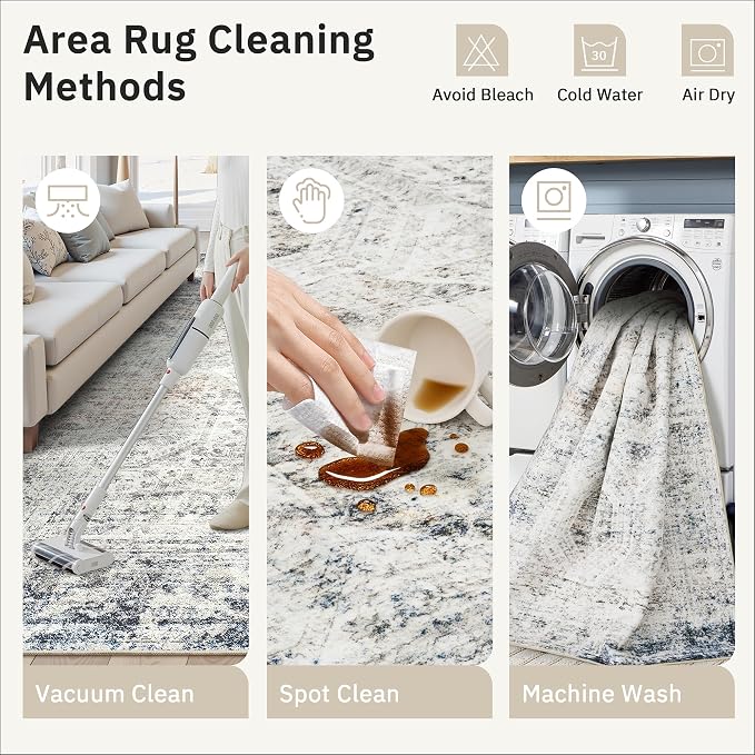 10x14 Area Rugs for Living Room, Non Slip Machine Washable Vintage Rugs - Image 8