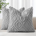decorUhome Throw Pillow Covers 26x26 Inch Set of 2, Soft Plush Faux Wool Grey by decorUhome