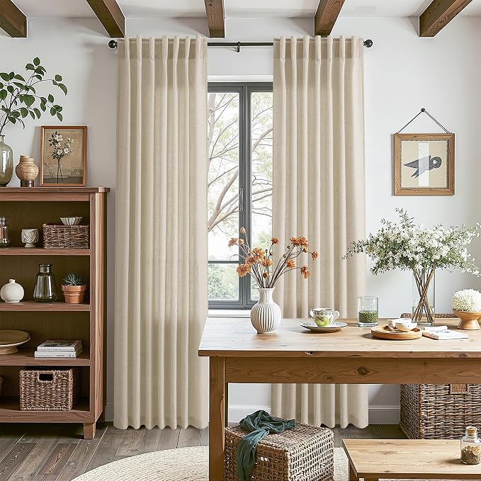 Nanspring Eggshell Beige Curtains 63 Inch Length - Image 8