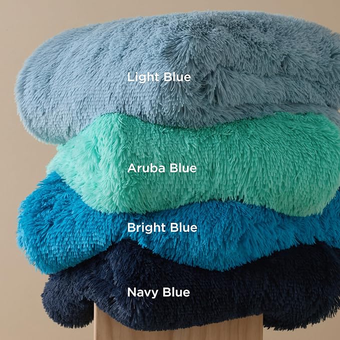 Bedsure GentleSoft Fuzzy Sherpa Faux Fur Blue Twin Blanket Cozy Gifts - Image 9
