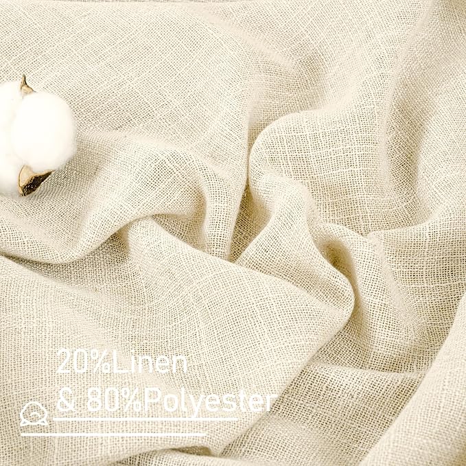 LAMIT Short Linen Window Curtains 30 Inches Long 2 Panels, 34 x 30 Inch - Image 3