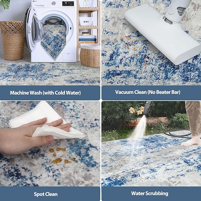 5x8 Area Rugs for Living Room Rug Washable: Abstract Rug for Dining Room - Image 5