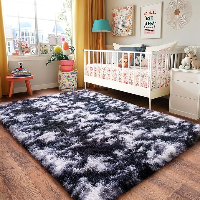 Black and White Rug for Living Room, 9x12 Area Rug for Bedroom, Bedside Indoor - Image 9