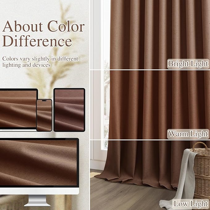 Guken 100% Blackout Curtains 102 Inch Length 2 Panels Set - Image 7
