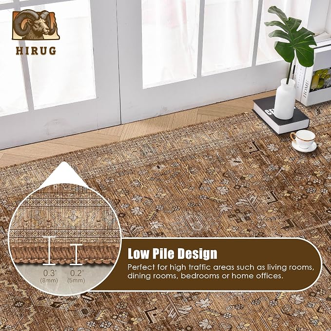 Washable Area Rug 8' x 10' Vintage Traditional Persian Mat - Image 5