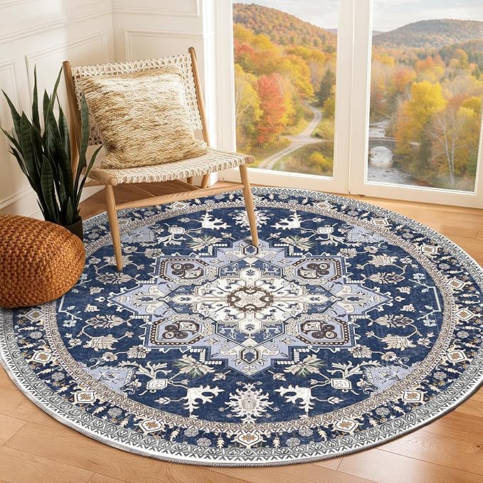 OPPODREAM Soft Round Rug 5ft, Washable Circle Rug 5ft by OPPODREAM
